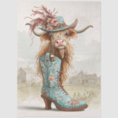 Decoupage Highland Calf Cowboy Dressed For Catwalk 薄葉紙 (正面)