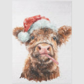 Decoupage Highland Calf Santa Hat Candy Cane 薄葉紙 (正面)