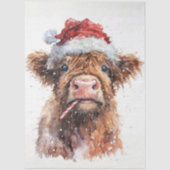 Decoupage Highland Calf Santa Hat Candy Cane Snow  薄葉紙 (正面)