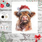 Decoupage Highland Calf Santa Hat Candy Cane Snow 薄葉紙