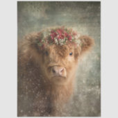 Decoupage Highland Calf Winter Floral Art  薄葉紙 (正面)