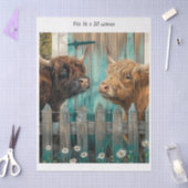 Decoupage Highland Calves Rustic Barn 16x20 Canvas 薄葉紙 (クラフト)