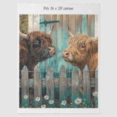 Decoupage Highland Calves Rustic Barn 16x20 Canvas 薄葉紙 (正面)