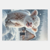 Decoupage Highland Calves Winter Scene  ラッピングペーパーシート (正面3)