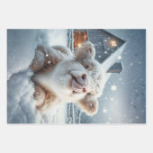 Decoupage Highland Calves Winter Scene  ラッピングペーパーシート (正面)