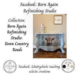 Decoupage Highland Cow Blue Distressed Background  薄葉紙