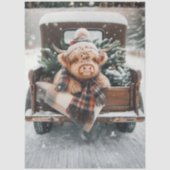Decoupage Highland Cow Plaid Pinecones Winter 薄葉紙 (正面)
