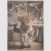 Decoupage Highland Cow Salon Art Bad Hair Day 薄葉紙 (正面)