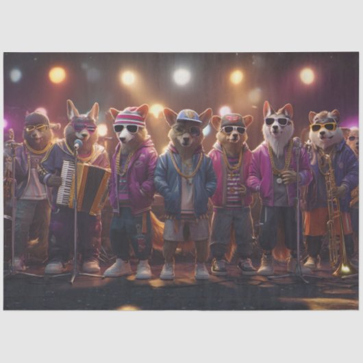 Decoupage Hip Hop Dog Band Fur Feathers Funk 薄葉紙 (正面)