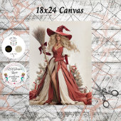 Decoupage Holiday Beautiful Witch 18x24 Canvas 薄葉紙