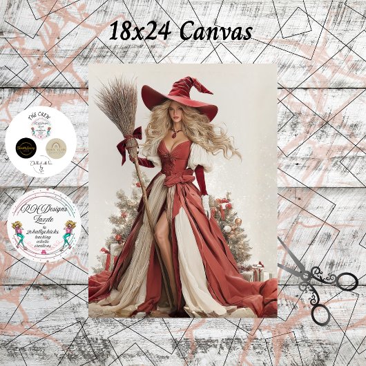 Decoupage Holiday Beautiful Witch 18x24 Canvas 薄葉紙