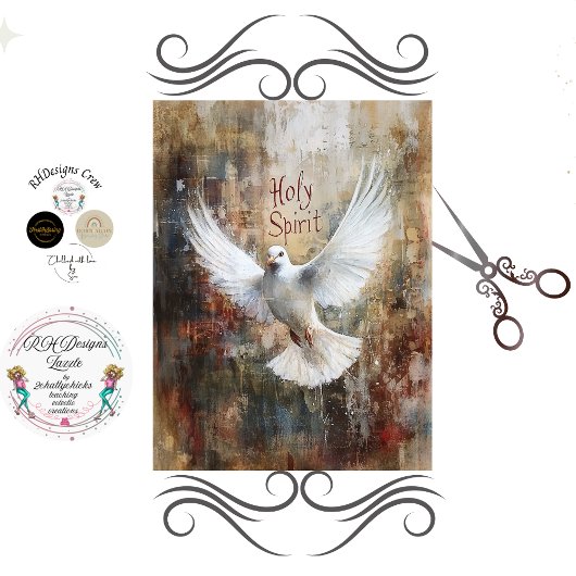 Decoupage Holy Spirit Dove Faith Based  薄葉紙