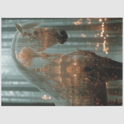 Decoupage Horse Forest Double Exposure  薄葉紙 (正面)