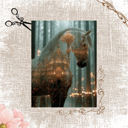 Decoupage Horse Forest Double Exposure  薄葉紙