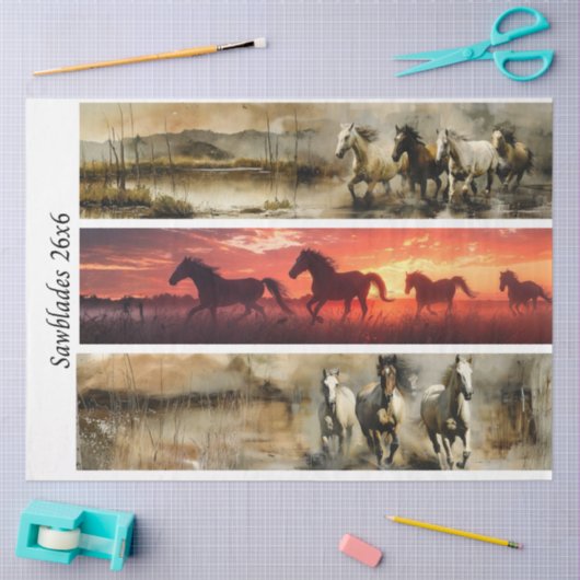 Decoupage Horses Handsaw & Sign Designs  薄葉紙 (クラフト)