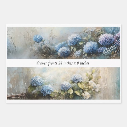 Decoupage Hydrangea Flowers Drawer Fronts 29x8  ラッピングペーパーシート (正面)