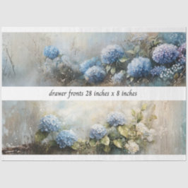 Decoupage Hydrangea Flowers Drawer Fronts 29x8  薄葉紙