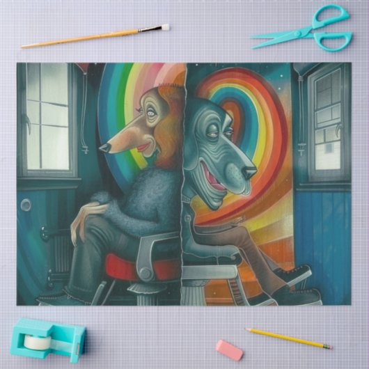 Decoupage Imaginative Abstract Art Animals 薄葉紙 (クラフト)