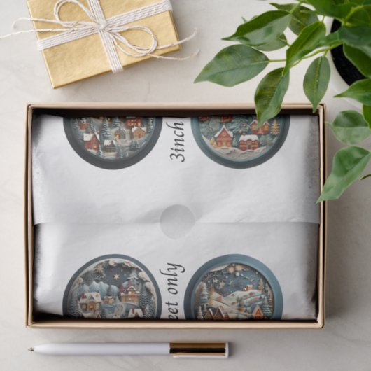 Decoupage IOD Snow Globe Molds Winter Village 3" 薄葉紙 (ギフト)