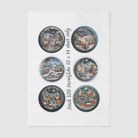 Decoupage IOD Snow Globe Molds Winter Village 3" 薄葉紙 (正面)