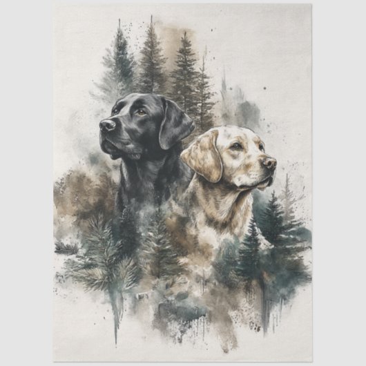 Decoupage Labrador Retrievers Black Gold 薄葉紙 (正面)