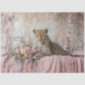 Decoupage Landscape Leopard Romantic Pink Floral  薄葉紙 (正面)