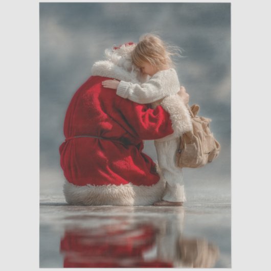 Decoupage Magical Santa Hugging Child Christmas 薄葉紙 (正面)