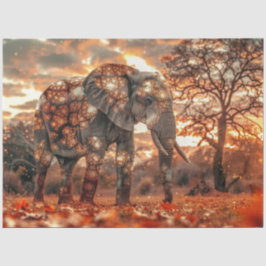 Decoupage Majestic Elephant Beautiful Lighting  薄葉紙