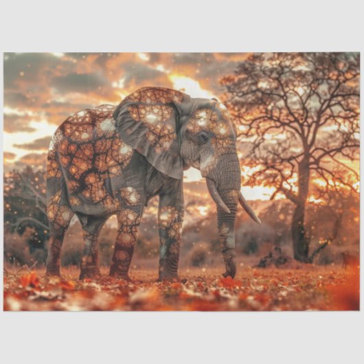 Decoupage Majestic Elephant Beautiful Lighting  薄葉紙 (正面)