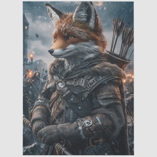 Decoupage Medieval Archer Fox Warrior  薄葉紙 (正面)