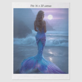 Decoupage Mermaid Purple Iridescent Tail 16x20  薄葉紙