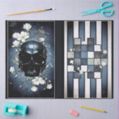 Decoupage Midnight Skull with Magnolia 薄葉紙 (クラフト)