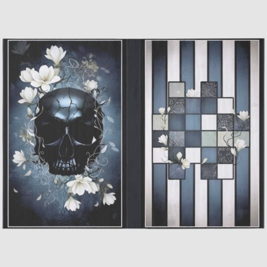 Decoupage Midnight Skull with Magnolia 薄葉紙 (正面)
