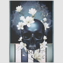 Decoupage Midnight Skull with Magnolia 薄葉紙