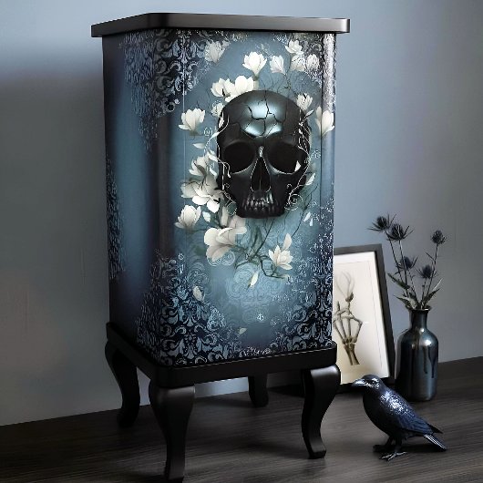 Decoupage Midnight Skull with Magnolia 薄葉紙