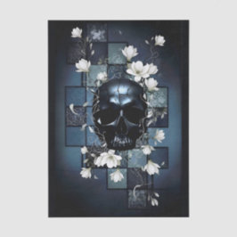 Decoupage Midnight Skull with Magnolia 薄葉紙