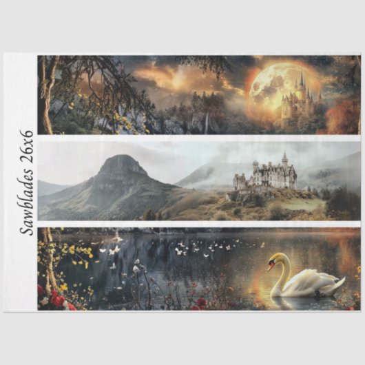 Decoupage Moonlit Castles Signs & Handsaws 薄葉紙 (正面)