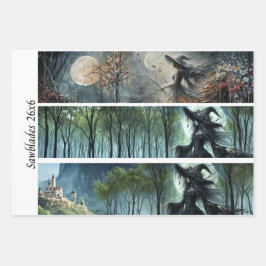 Decoupage Moonlit Gothic Forest & Witch Handsaws ラッピングペーパーシート