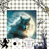 Decoupage Moonlit Werewolf Fantasy Creature  薄葉紙