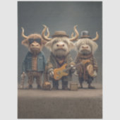 Decoupage Musical Cow Trio Fur Feathers Funk Band 薄葉紙 (正面)