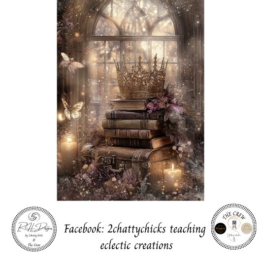 Decoupage Mystical Fantasy Crown Books Candlelight 薄葉紙