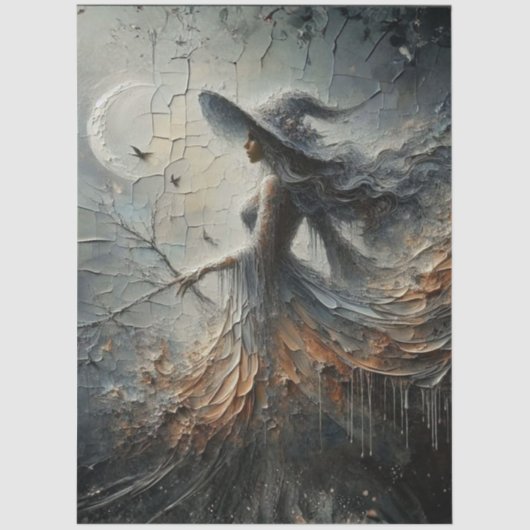 Decoupage Mystical Fantasy Woman Crescent Moon 薄葉紙 (正面)