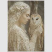 Decoupage Mystical Woman In Ivory With Owl  薄葉紙 (正面)