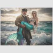 Decoupage Mythical Sailor Rescue Mermaid at Sea 薄葉紙 (正面)