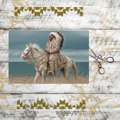 Decoupage Native American Indian Chief on Horse 薄葉紙