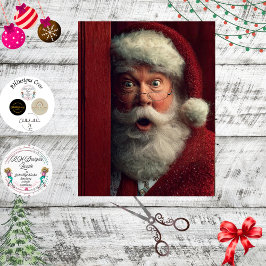 Decoupage Naughty or Nice Santa Claus Peeking  薄葉紙