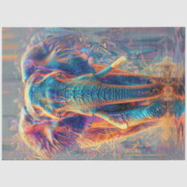 Decoupage Neon Colored Majestic Elephant  薄葉紙