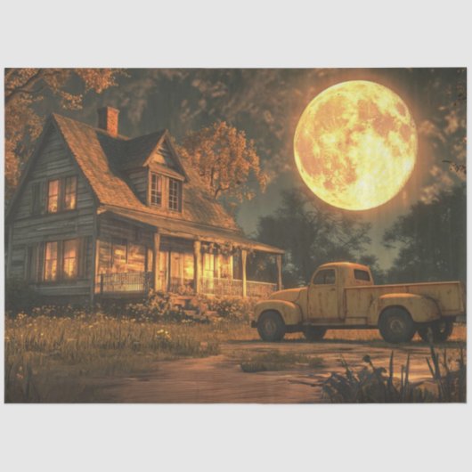Decoupage Nostalgic Rustic Farmhouse Moon  薄葉紙 (正面)