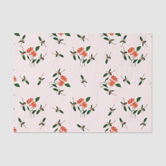 Decoupage Or Gifting Hand-Painted Florals Blush  薄葉紙 (正面)