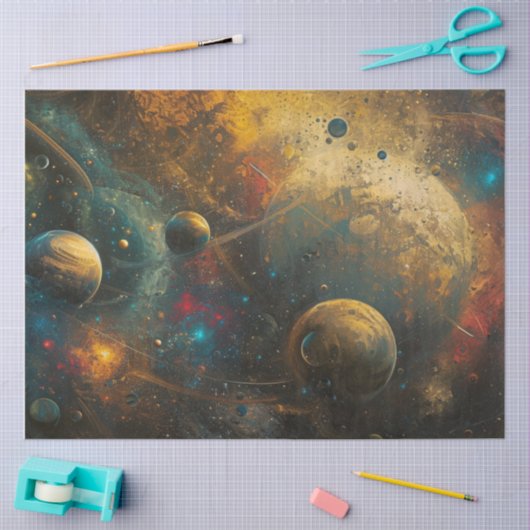 Decoupage Outer Space Galaxies Stars Planets 薄葉紙 (クラフト)